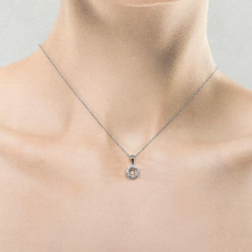 Round 5mm Pendant Semi Mount In 14K White Gold With Diamond Accents (Chain Not Included)