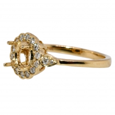 Round 5mm Ring Semi Mount In 14K Gold With White Diamonds