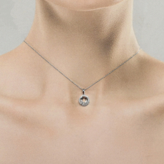 Round 6.5mm Pendant Semi Mount In 14K White Gold With Diamond Accents (Chain Not Included)