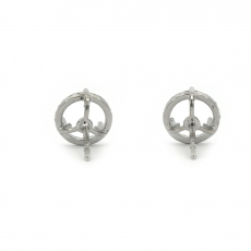 Round 6mm Halo Earring Semi Mount in 14K White Gold With Diamond Accents