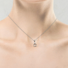 Round 6mm Pendant Semi Mount In 14K White Gold With Diamond Accents (Chain Not Included)