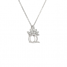 Round 6mm Pendant Semi Mount in 14K White Gold With Diamond Accents (PD2087) Part of Matching Set (Chain not Included)