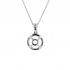 Round 7mm Pendant Semi Mount in 14K White Gold with Accent Diamonds (PSHR018) Part of Matching Set