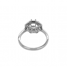 Round 7mm Ring Semi Mount in 14K White Gold with Accent Diamonds (RG3777) Part of Matching Set