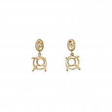 Round 8mm  Earring Semi Mount in 14K Yellow Gold with Diamond Accents
