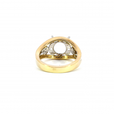 Round 8mm Ring Semi Mount in 14K Dual Tone (Yellow/White) Gold with Diamond Accents