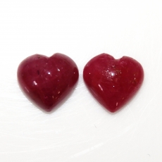 Ruby Cab Heart Shape 10mm Approximately 10.85 Carat Matching Pair