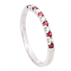 Spinel 0.13 Carat Stackable Wedding Ring Band In 14K White Gold with Diamonds