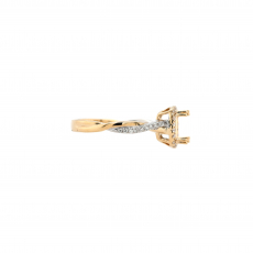 Square Cushion 6.5mm Ring Semi Mount in 14K Dual Tone (Yellow/White) Gold With Diamond Accents (RG1796)