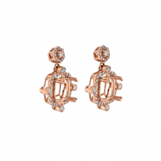 Square Cushion 7mm Earring Semi Mount in 14K Rose Gold with Accent Diamonds (ER1913) Part of Matching Set
