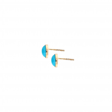 Turquoise Cab Oval 2.21 Carat Stud Earrings in 14K Yellow Gold
