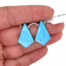 Turquoise Drops Shield Shape 25x16mm Drilled Bead Matching Pair