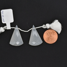 White Moonstone Drops Conical Shape 27x18mm Drilled Beads Matching Pair