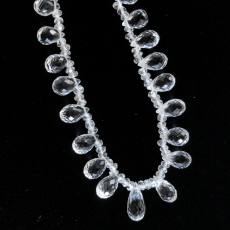 White Topaz Rondelle 3.5mm Beads & 9X6-6.5X4mm Briolette Drops Ready to wear Necklace