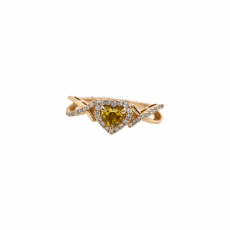 Yellow Diamond Heart 0.41 Carat Ring With Diamond Accent in 14K Yellow Gold
