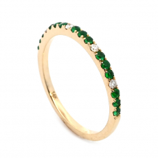Zambian Emerald 0.23 Carat Stackable Wedding Ring Band in 14K Yellow Gold with Diamonds