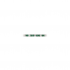 Zambian Emerald Round 0.09 Carat Ring Band in 14K White Gold with Accent Diamonds (RG0698)