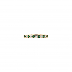 Zambian Emerald Round 0.18 Carat Ring Band in 14K Yellow Gold with Accent Diamonds (RG4897)