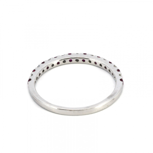 0.21 Carat Burmese Ruby and 0.15 Carat White Diamond Half Eternity Stackable Ring Band In 14K White Gold