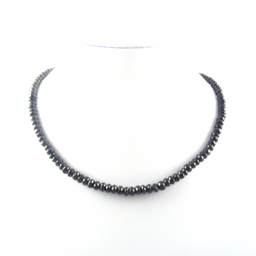 Black Spinel Beads Rondelle 5mm to 6mm Ready to Wear Necklace