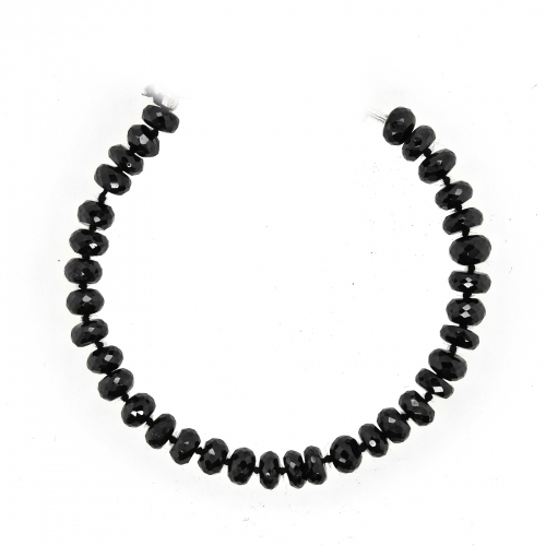 Black Spinel Beads Roundelle Shape 6mm Accent Bead 6 Inch Line