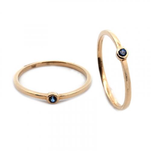 Blue Sapphire 0.05 Carat Stackable Ring Band In 14k Yellow Gold