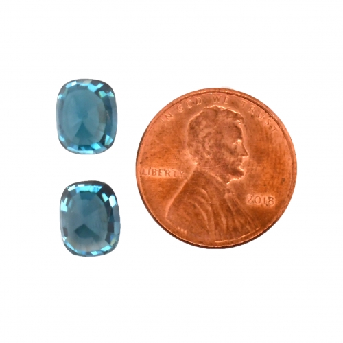 Blue Zircon Emerald Cushion Shape 9x7mm Matching Pair 10.11 Carat*