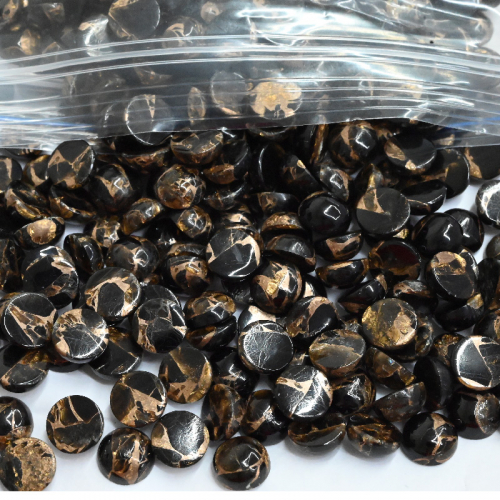 Custom Listing Of Black Copper Obsidian Cab Round 6mm 300 Pieces