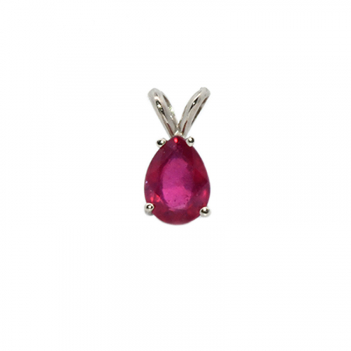 Madagascar Ruby Pear Shape 1.04 Carat Pendant In 14k White Gold[chain Not Included]