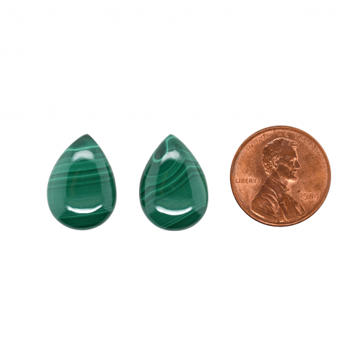 Malachite Cabs Pear Shape 18x13 Mm Matched Pair Approximately 25 Carat