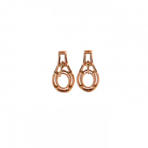 Oval 10x8mm Earring Semi Mount In 14k Rose Gold With Diamond Accents