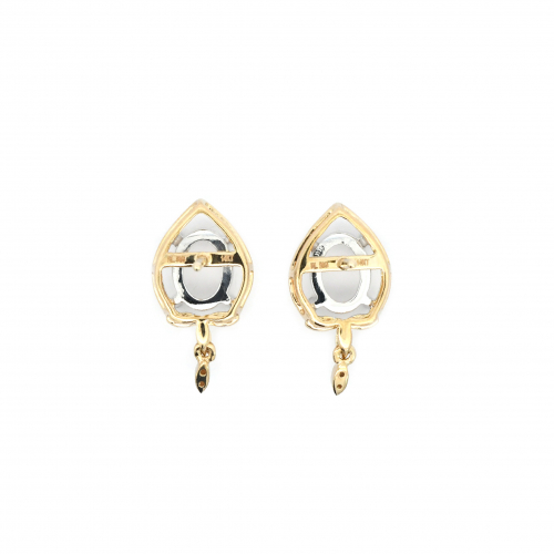 Oval 7x5mm Earring Semi Mount In 14k Dual Tone (yellow/white Gold)with Diamond Accents (ueo0172)