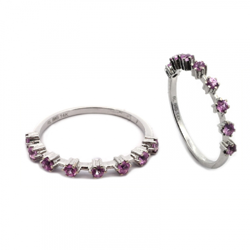 Pink Sapphire 0.32 Carat Stackable Ring Band In 14k White Gold