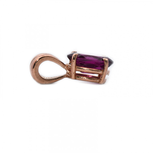 Raspberry Garnet Oval 1 Carat Pendant In 14k Rose Gold ( Chain Not Included )