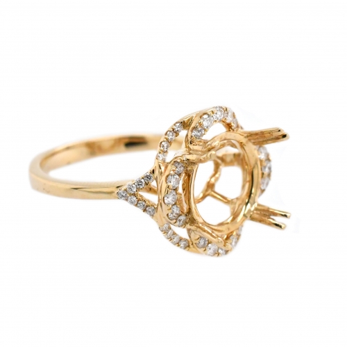 Round 10mm Ring Semi Mount in 14K Yellow Gold With White Diamonds (RG2974)