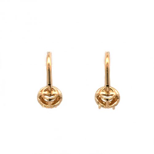 Round 5mm Earring Semi Mount in 14K Yellow Gold With Diamond Accents