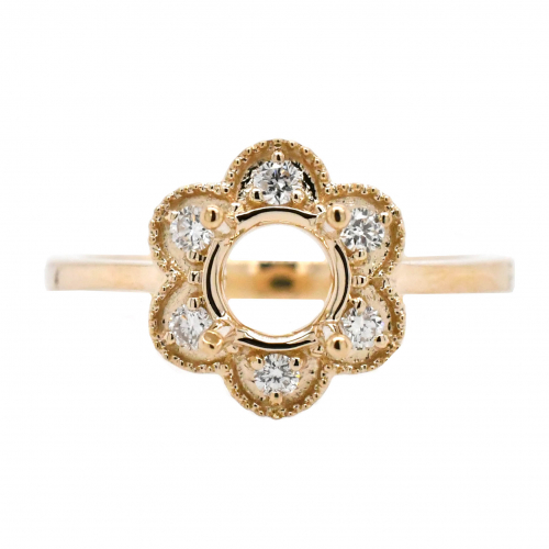 Round 6mm Ring Semi Mount in 14K Yellow Gold With White Diamonds (RG0670)
