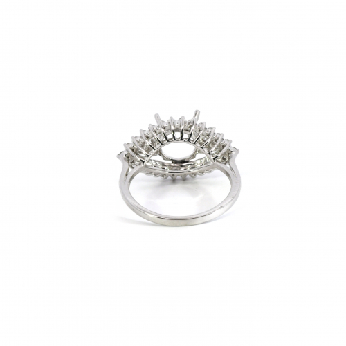 Round 7mm Eye Design Ring Semi Mount in 14K White Gold with Diamond Accents