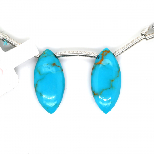 Turquoise Drops Marquise  Shape  18x9 Mm Drilled Bead Matching Pair