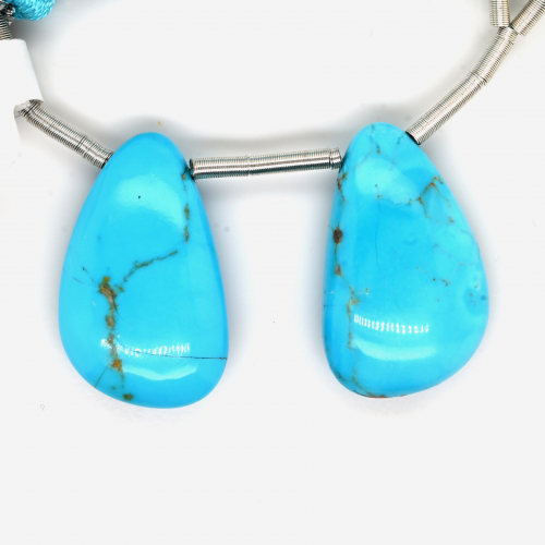 Turquoise Drops Wing Shape 21x13mm Drilled Bead Matching Pair
