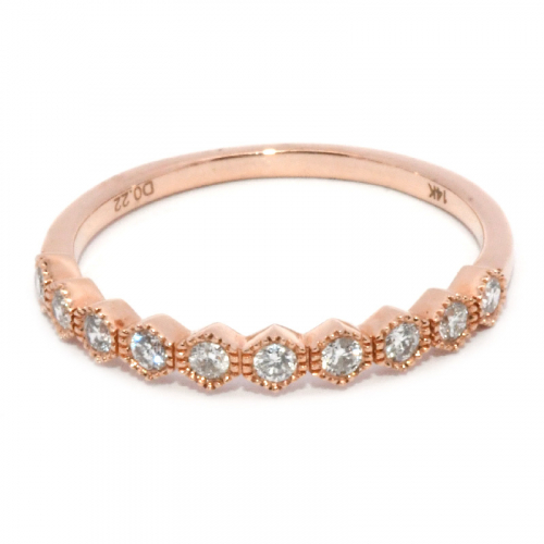 White Diamond 0.20 Carat Stackable Wedding Ring Band in 14K Rose Gold