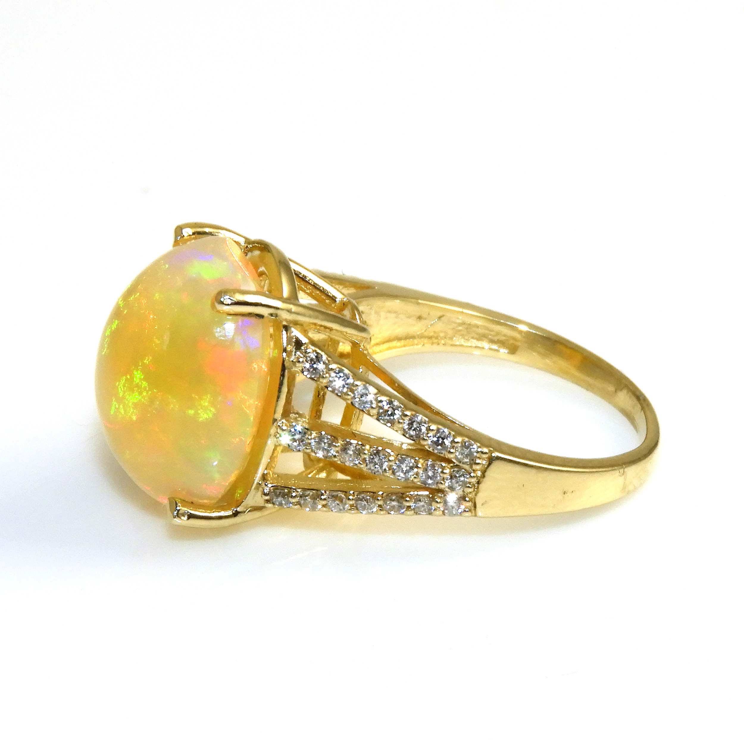 Ethiopian Yellow Opal 9K Carat Yellow Gold Cluster Ring Gems TV Gorgeous 1.75 carats 
