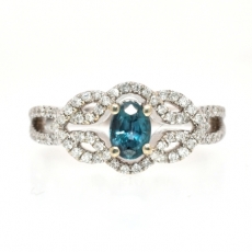 0.59 Carat Natural Alexandrite And Diamond Ring in 14K White Gold