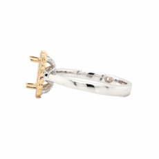 Cushion 7x5mm Ring Semi Mount in 14K Dual Tone (White / Yellow) Gold With Diamond Accents (RG5131)