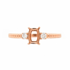 Emerald Cushion 6x4mm Ring Semi Mount in 14K Rose Gold With White Diamond (RG4391)
