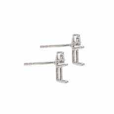 Emerald Cut 6x4mm Earring Semi Mount in 14K White Gold With Diamond Accents (ER2054)