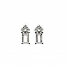 Emerald Cut 6x4mm Earring Semi Mount in 14K White Gold With Diamond Accents (ER2054)