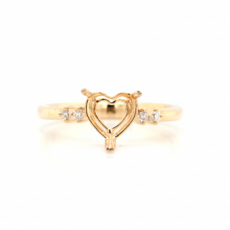 Heart Shape 7mm Ring Semi Mount in 14K Yellow Gold With Diamond Accents (RG5201)