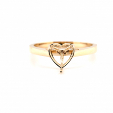 Heart Shape 7x7mm  Ring Semi Mount In 14K Yellow Gold