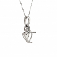 Heart Shape 8mm Pendant Semi Mount in 14K White Gold With Diamond Accents (Chain Not Included) (PD2045)